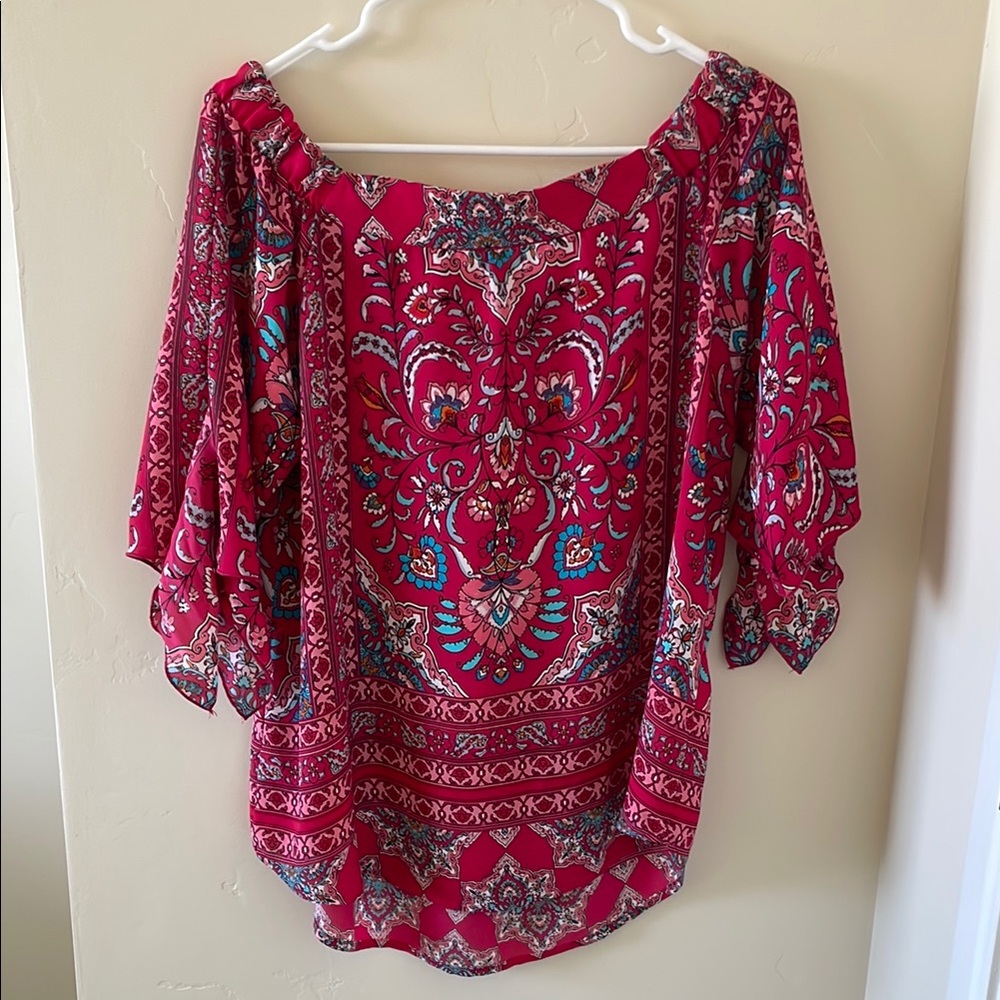 Floral Bohemian Women's Top - Red